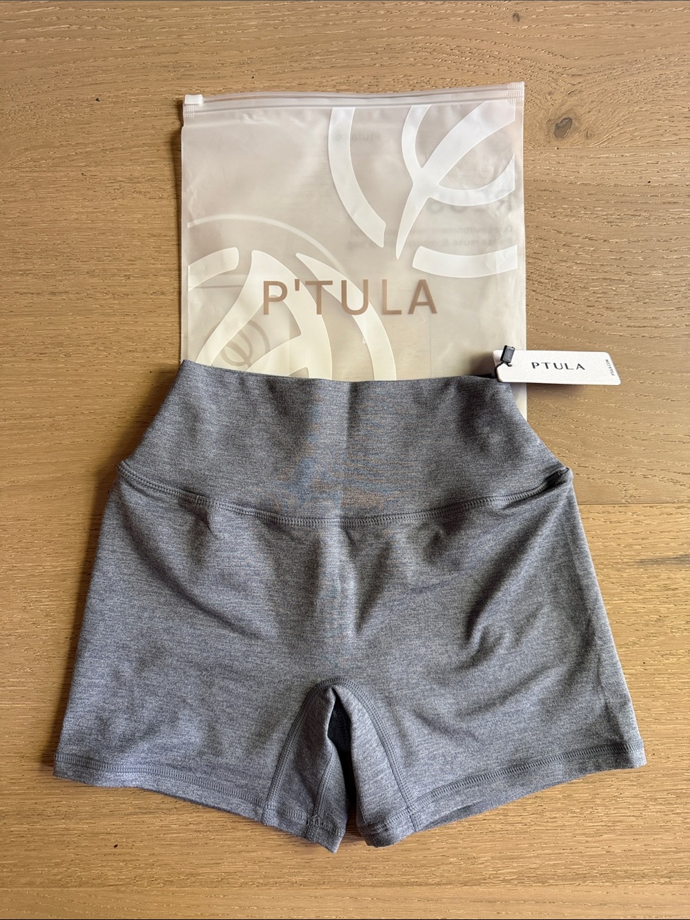 P'tula Heather Blue Ash High-Waist Bike Shorts 4”